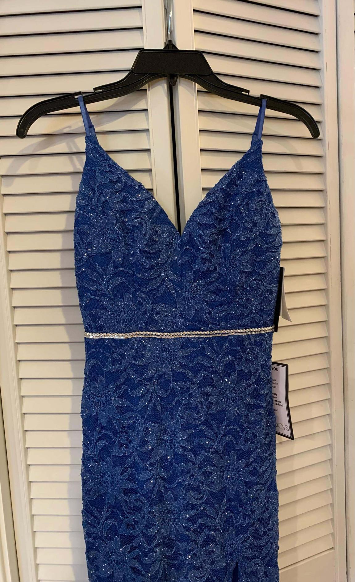 Girls Size 3 Prom Lace Blue Mermaid Dress on Queenly