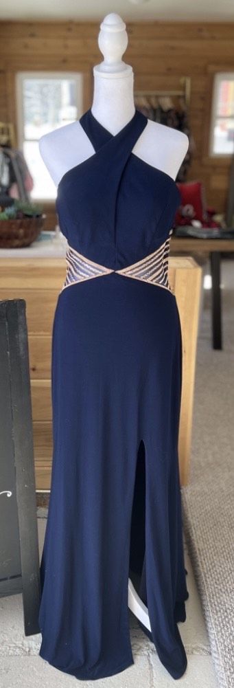 Madison James Size 6 Navy Blue Floor Length Maxi on Queenly