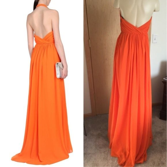 MSGM Size 4 Prom Halter Orange A-line Dress on Queenly