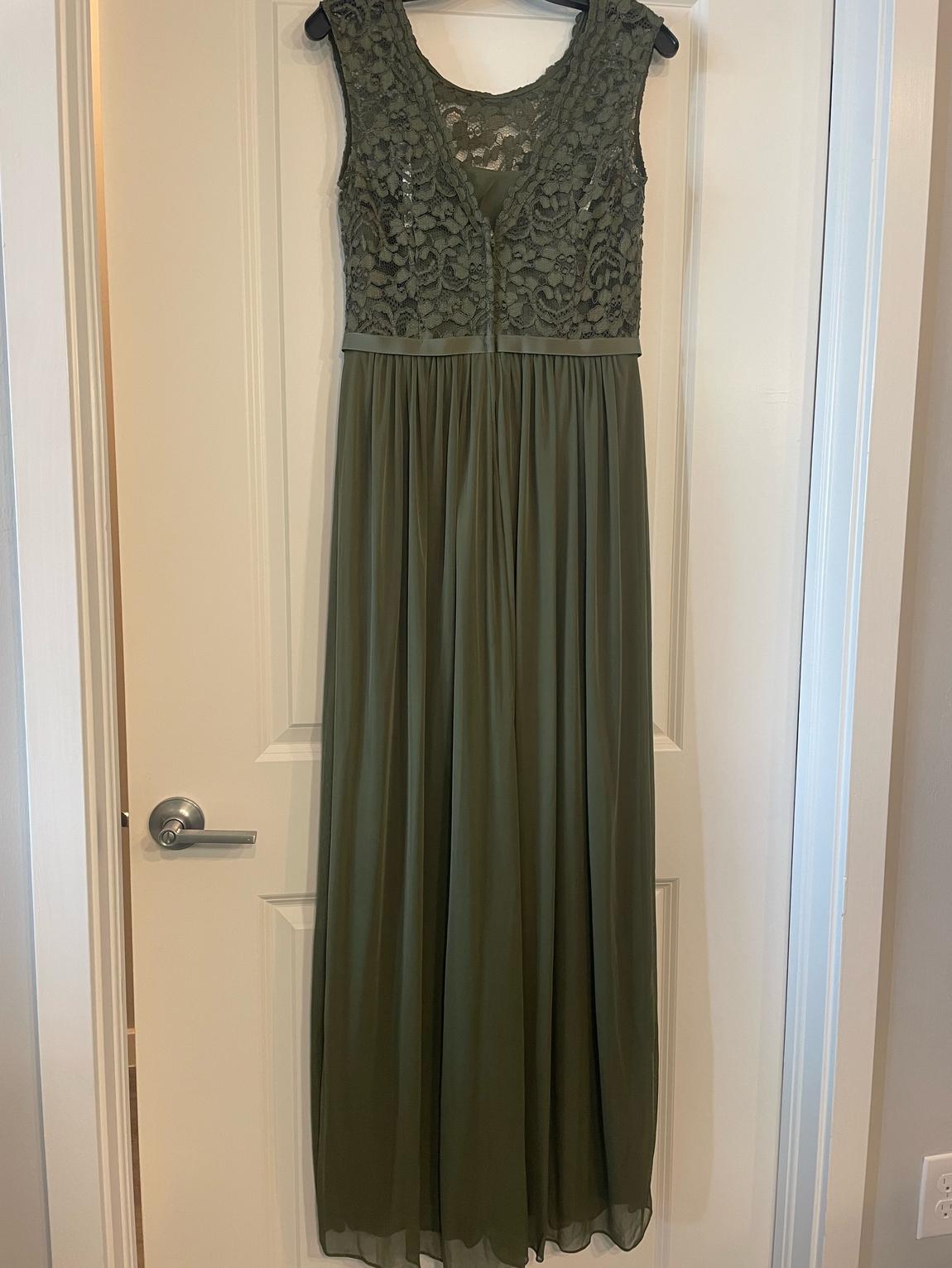 Size 8 Bridesmaid Lace Green Floor Length Maxi on Queenly