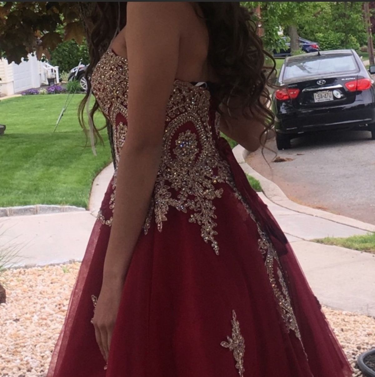 Size 2 Strapless Red Ball Gown on Queenly