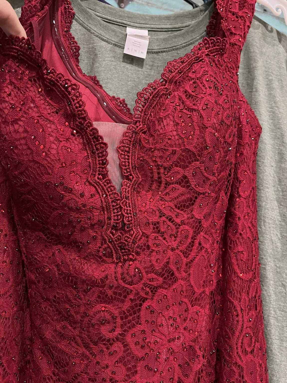 Flair New York Size 10 Off The Shoulder Lace Red A-line Dress on Queenly