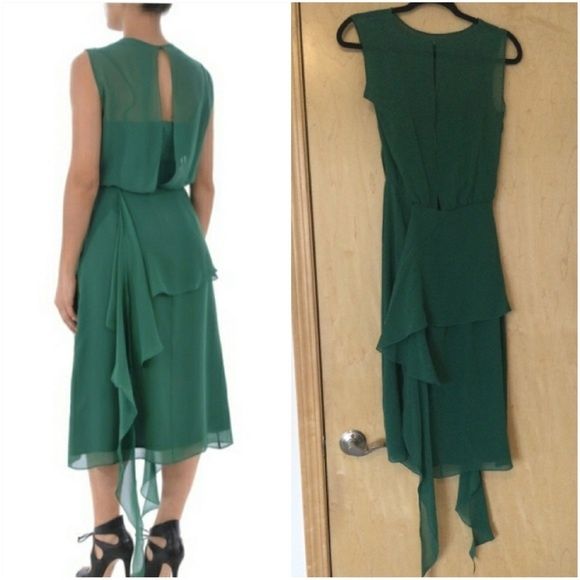 MaxMara Size 6 Satin Green Cocktail Dress on Queenly