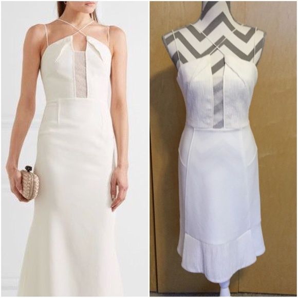 Roland Mouret Size 6 Satin White Cocktail Dress on Queenly