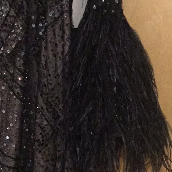Rickie Freeman for Teri Jon Size 12 Long Sleeve Sequined Black Mermaid Dress on Queenly