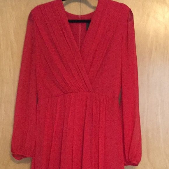 MaxMara Size 10 Long Sleeve Red A-line Dress on Queenly