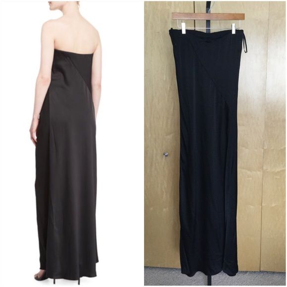 Donna Karan Size 10 Strapless Black A-line Dress on Queenly