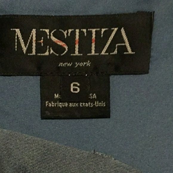 Meztiza Size 6 Strapless Satin Blue Cocktail Dress on Queenly