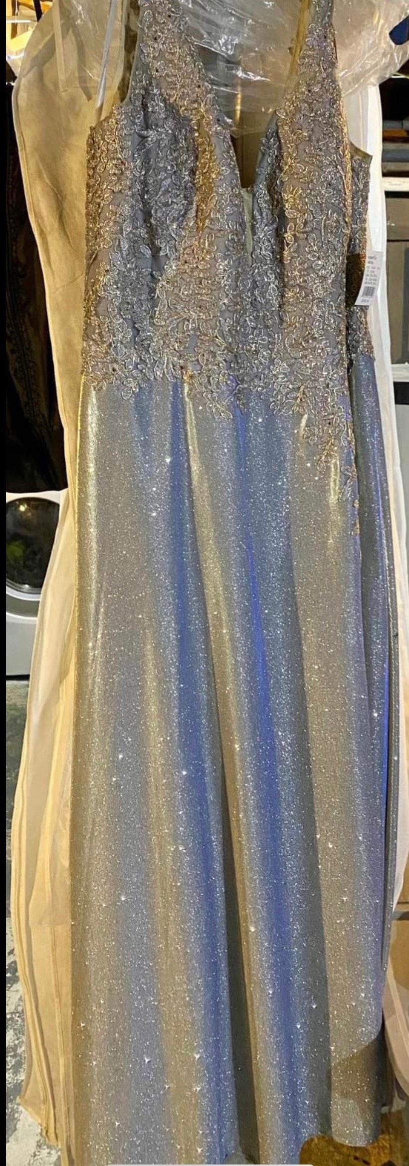 Plus Size 24 Prom Silver Floor Length Maxi on Queenly