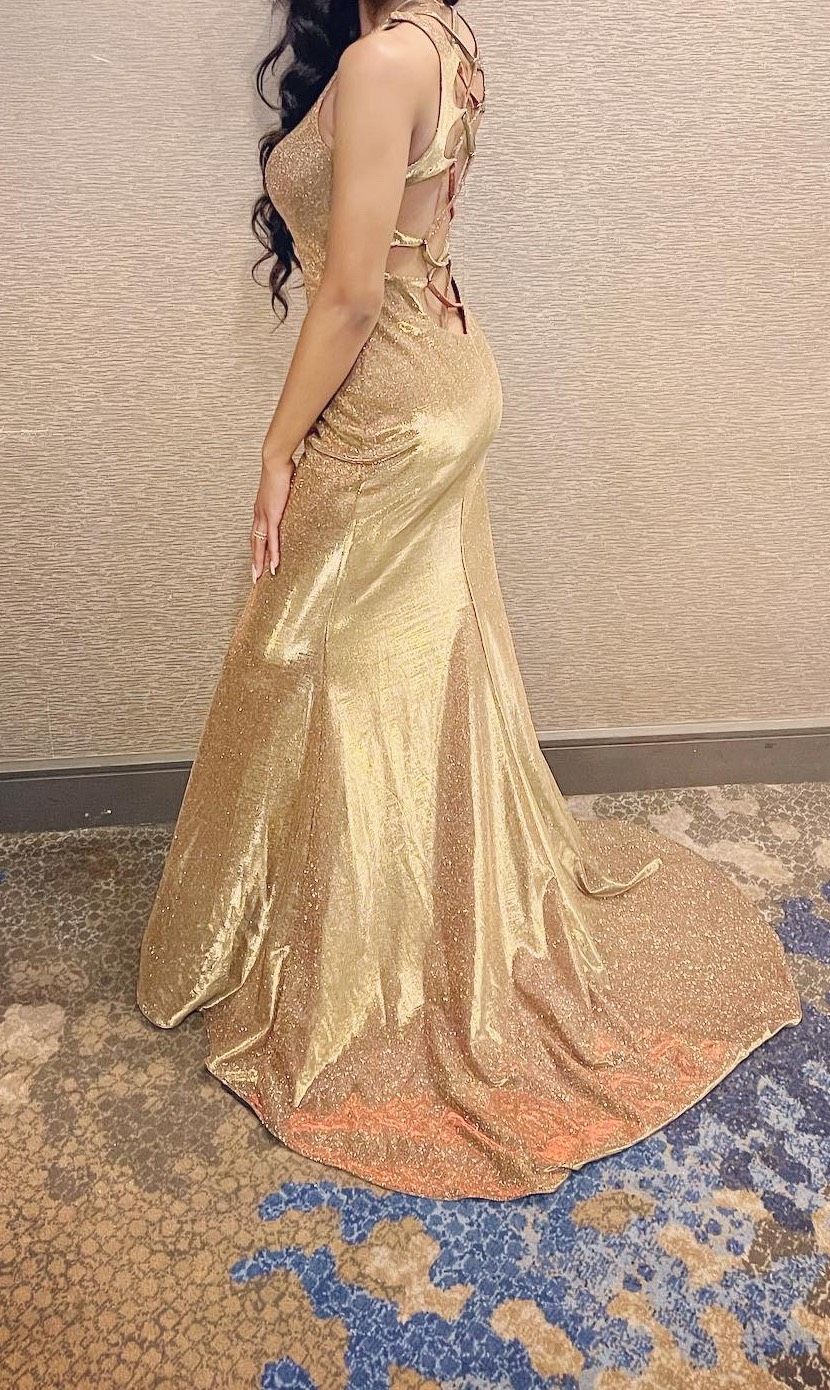 Size 4 Prom Gold Side Slit Dress on Queenly