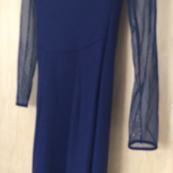 Chiara Boni Size 4 Long Sleeve Sheer Blue Mermaid Dress on Queenly