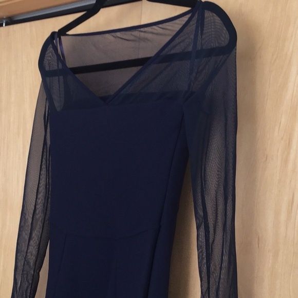 Chiara Boni Size 6 Long Sleeve Sheer Blue Mermaid Dress on Queenly
