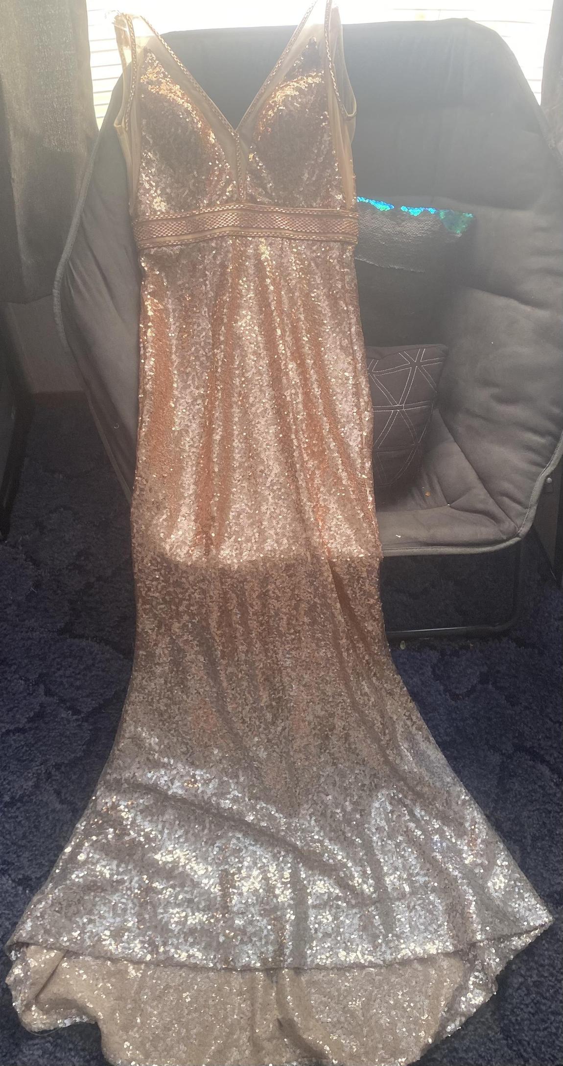 Jovani Size 2 Prom Sequined Gold Mermaid Dress on Queenly