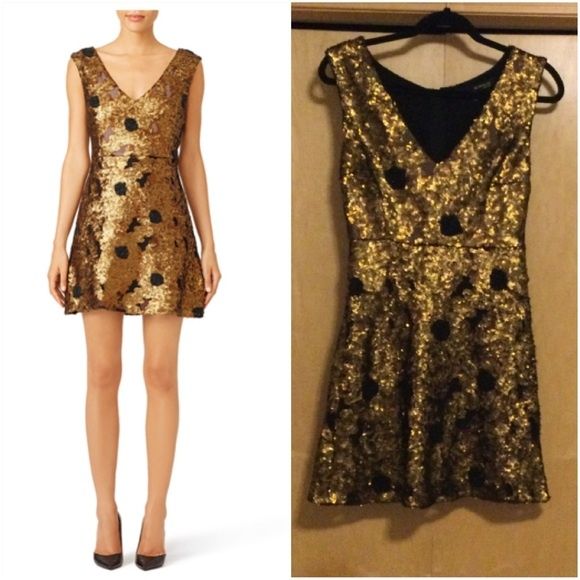 Tracy Reese Black label Size 0 Satin Gold Cocktail Dress on Queenly