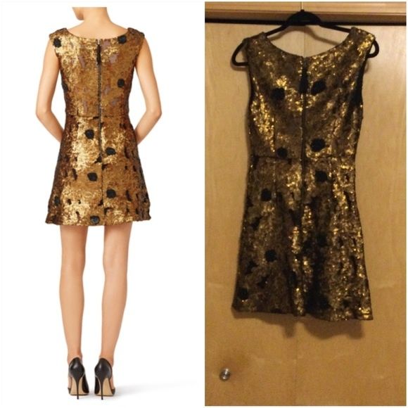 Tracy Reese Black label Size 0 Satin Gold Cocktail Dress on Queenly