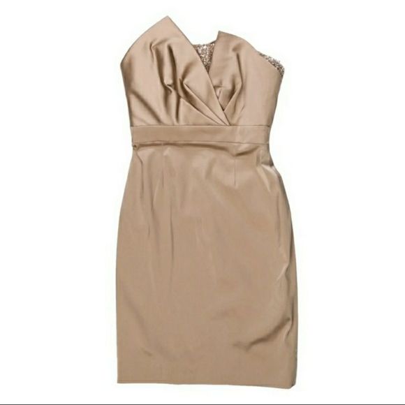 Theia Size 8 Satin Nude Cocktail Dress on Queenly