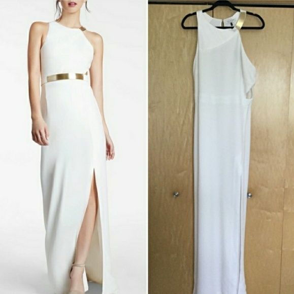 Halston Heritage Size 10 White Side Slit Dress on Queenly