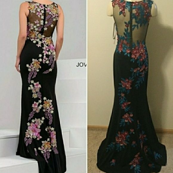 Jovani Size 2 Prom High Neck Floral Multicolor Dress With Train on Queenly