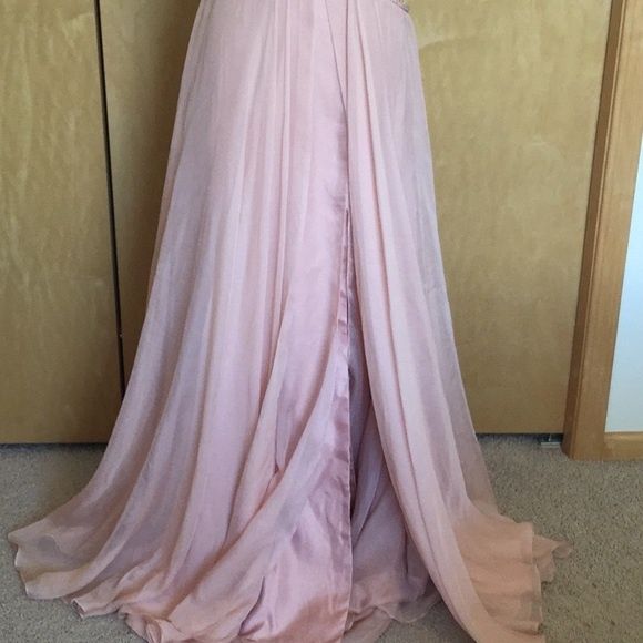 Mac Duggal Size 6 Prom Satin Pink Side Slit Dress on Queenly
