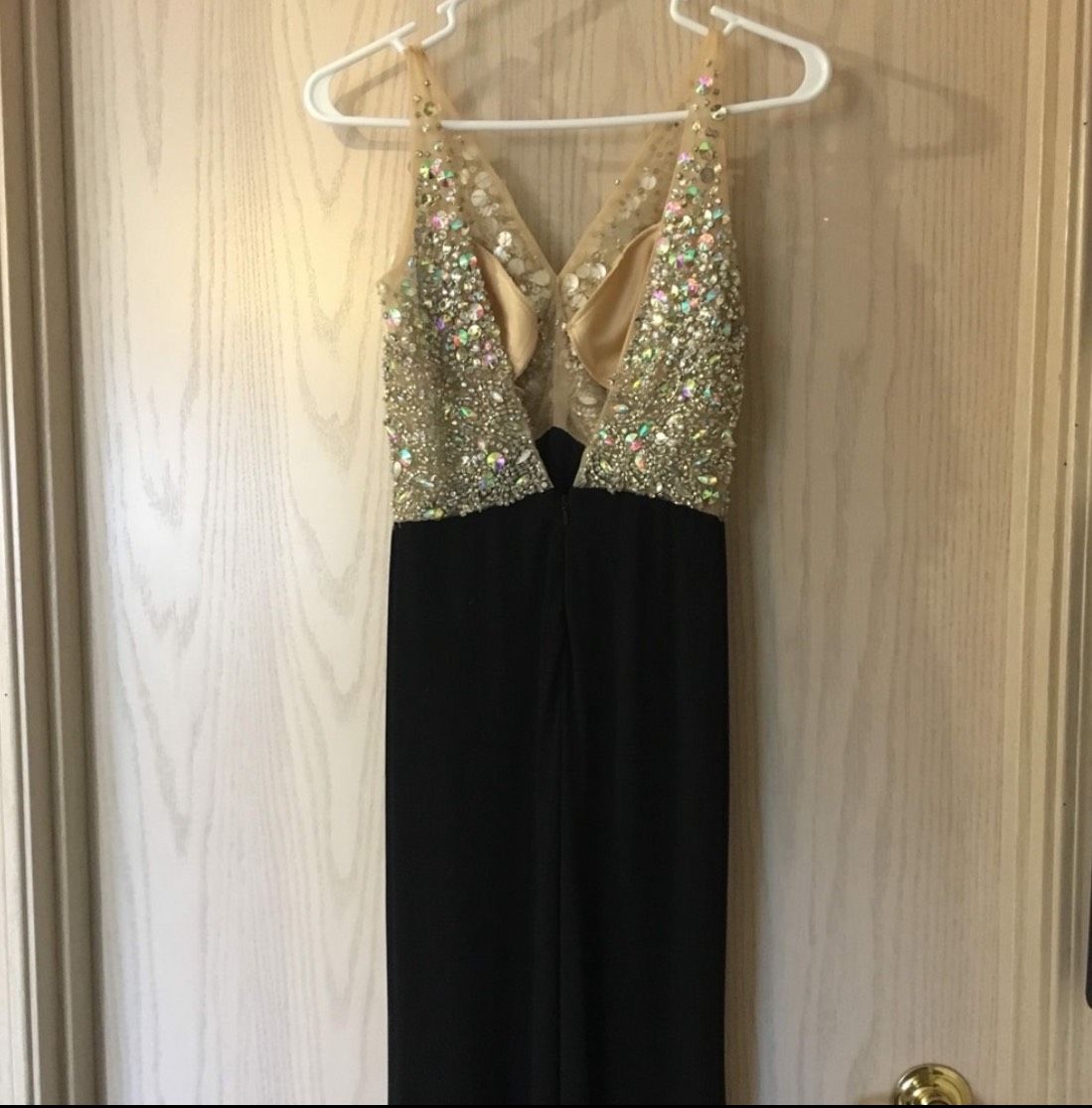 Size 2 Sequined Black Floor Length Maxi on Queenly