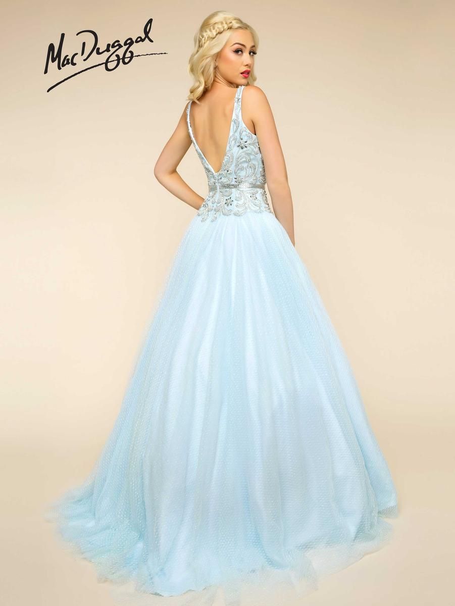 Style 65705H Mac Duggal Size 14 Pageant Strapless Light Blue Ball Gown on Queenly