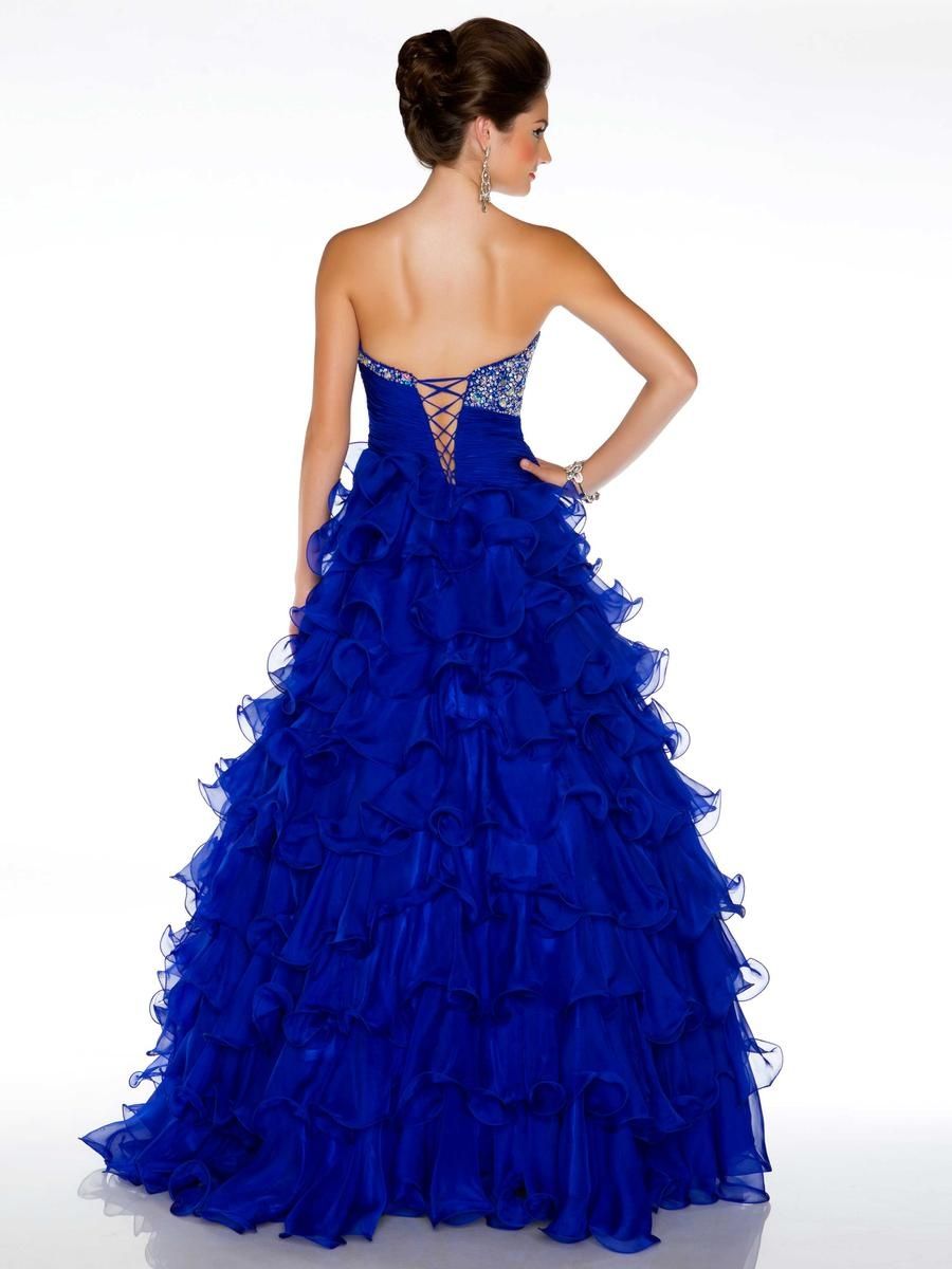 Style 4951H Mac Duggal Size 0 Prom Sequined Royal Blue Ball Gown on Queenly