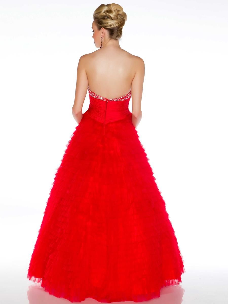 Style 4759H Mac Duggal Size 8 Prom Strapless Sequined Red Ball Gown on Queenly