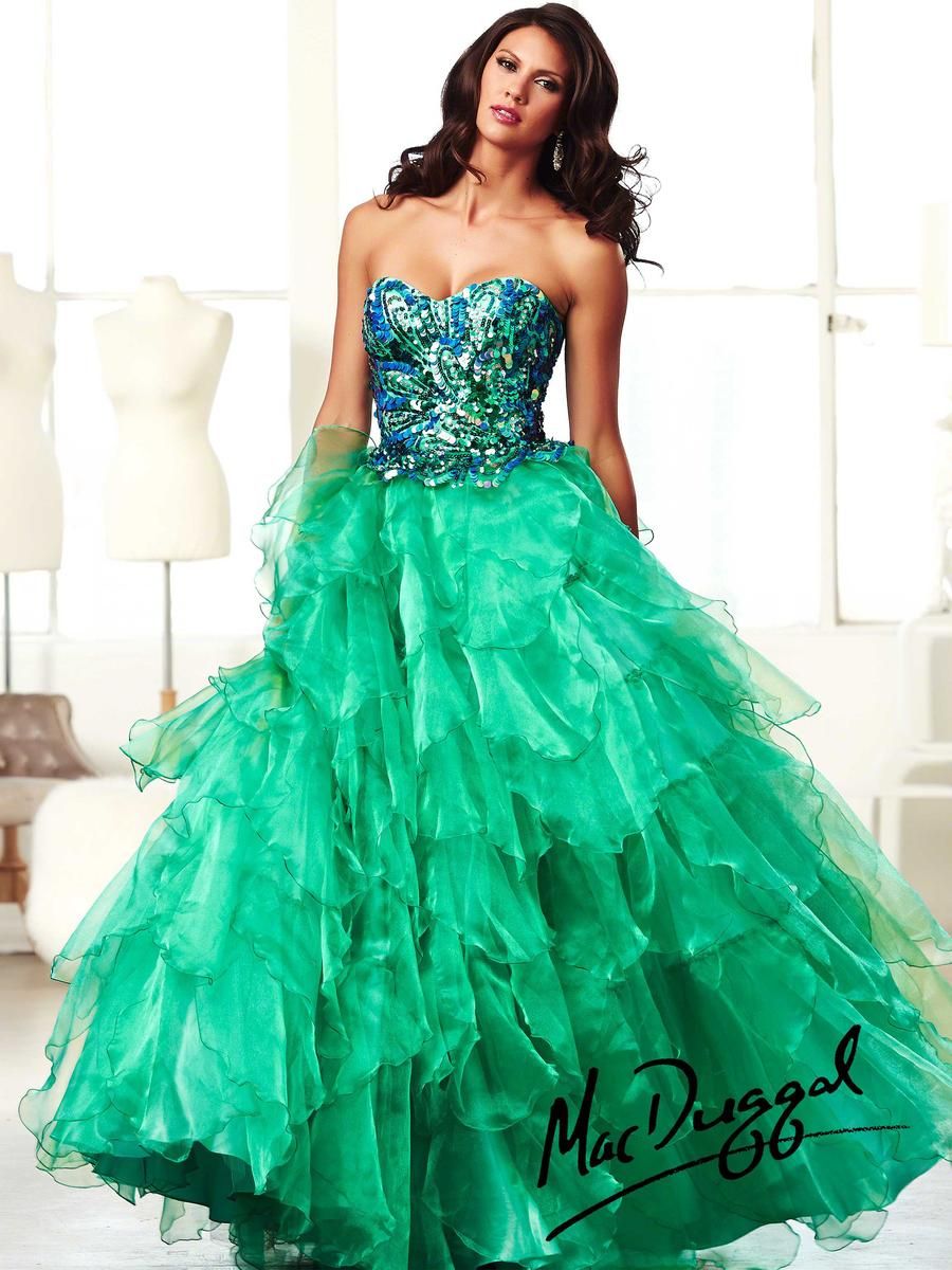 Style 85122H Mac Duggal Size 2 Prom Strapless Sequined Light Green Ball Gown on Queenly
