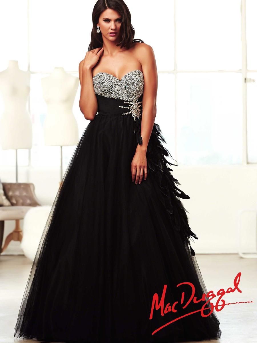 Style 6374H Mac Duggal Size 8 Prom Strapless Sequined Black Ball Gown on Queenly