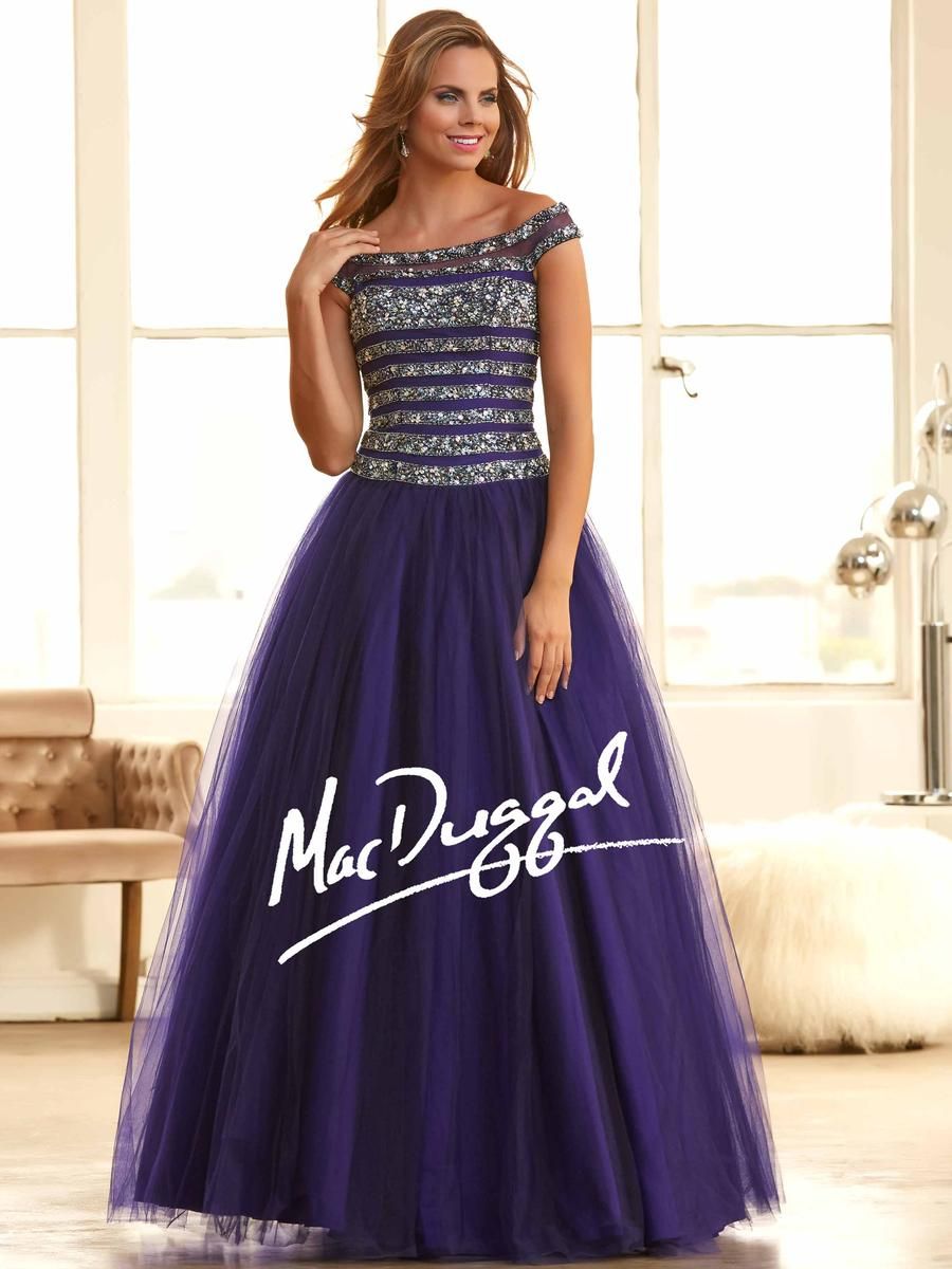 Style 76716H Mac Duggal Size 8 Prom Sequined Royal Blue A-line Dress on Queenly