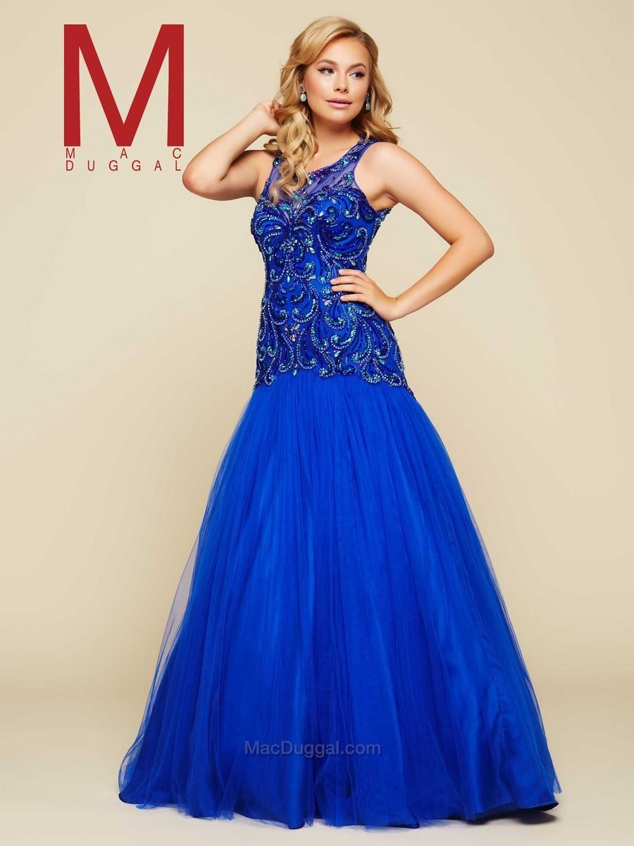 Style 65375H Mac Duggal Size 4 Pageant Royal Blue Mermaid Dress on Queenly