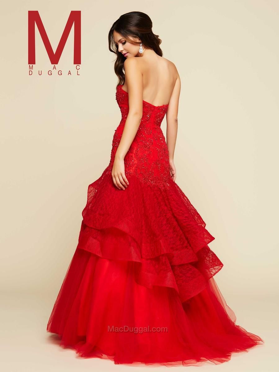 Style 48422H Mac Duggal Size 14 Pageant Red Ball Gown on Queenly