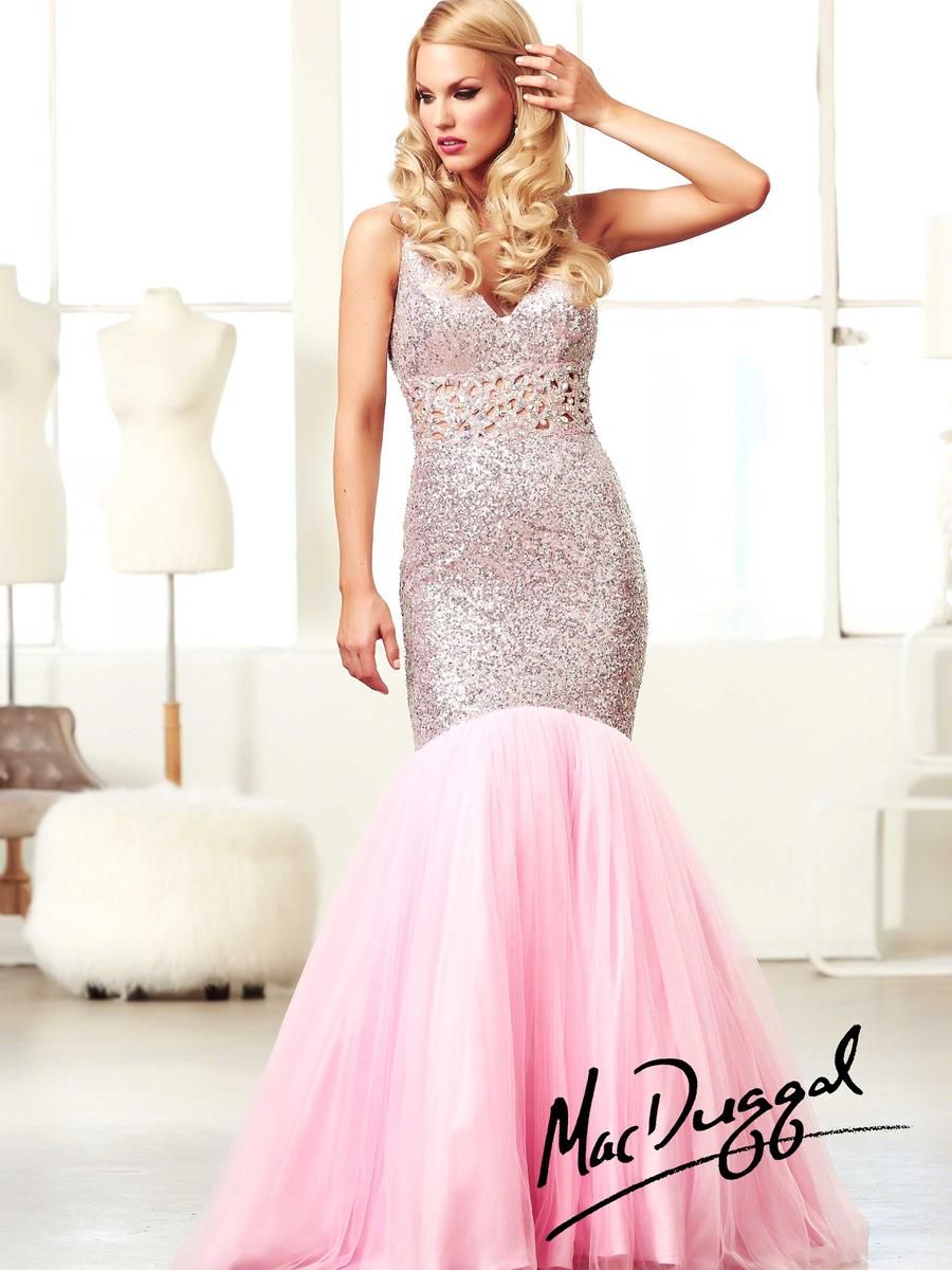 Style 64721H Mac Duggal Size 2 Prom Sequined Light Pink Mermaid Dress on Queenly