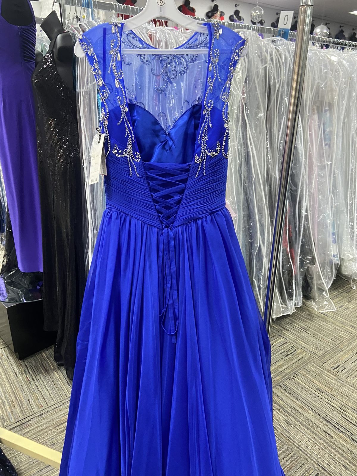 Style 65078H Mac Duggal Size 12 Royal Blue A-line Dress on Queenly