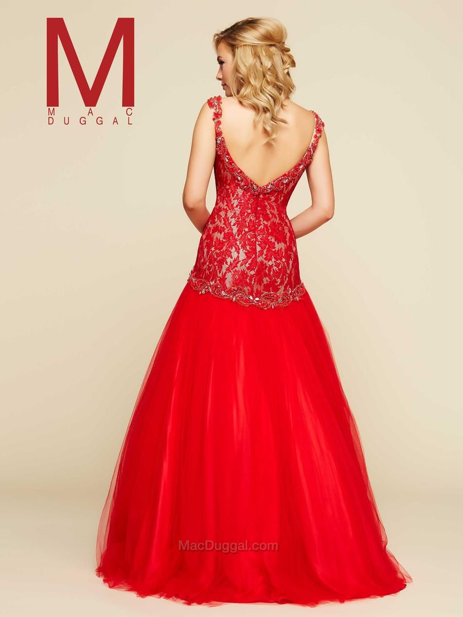 Style 65371H Mac Duggal Size 0 Pageant Red Mermaid Dress on Queenly