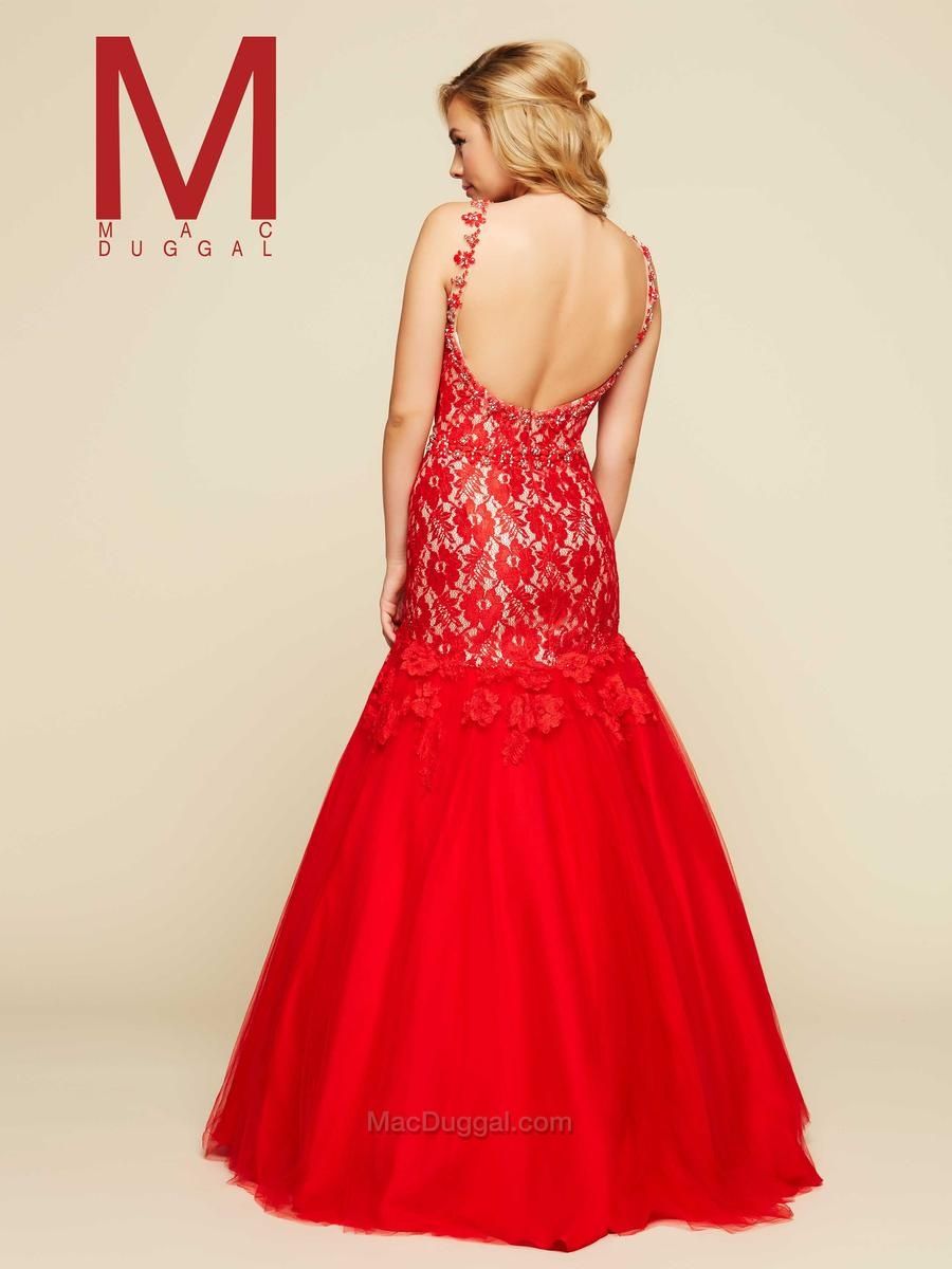 Style 40497H Mac Duggal Size 10 Pageant Red Mermaid Dress on Queenly