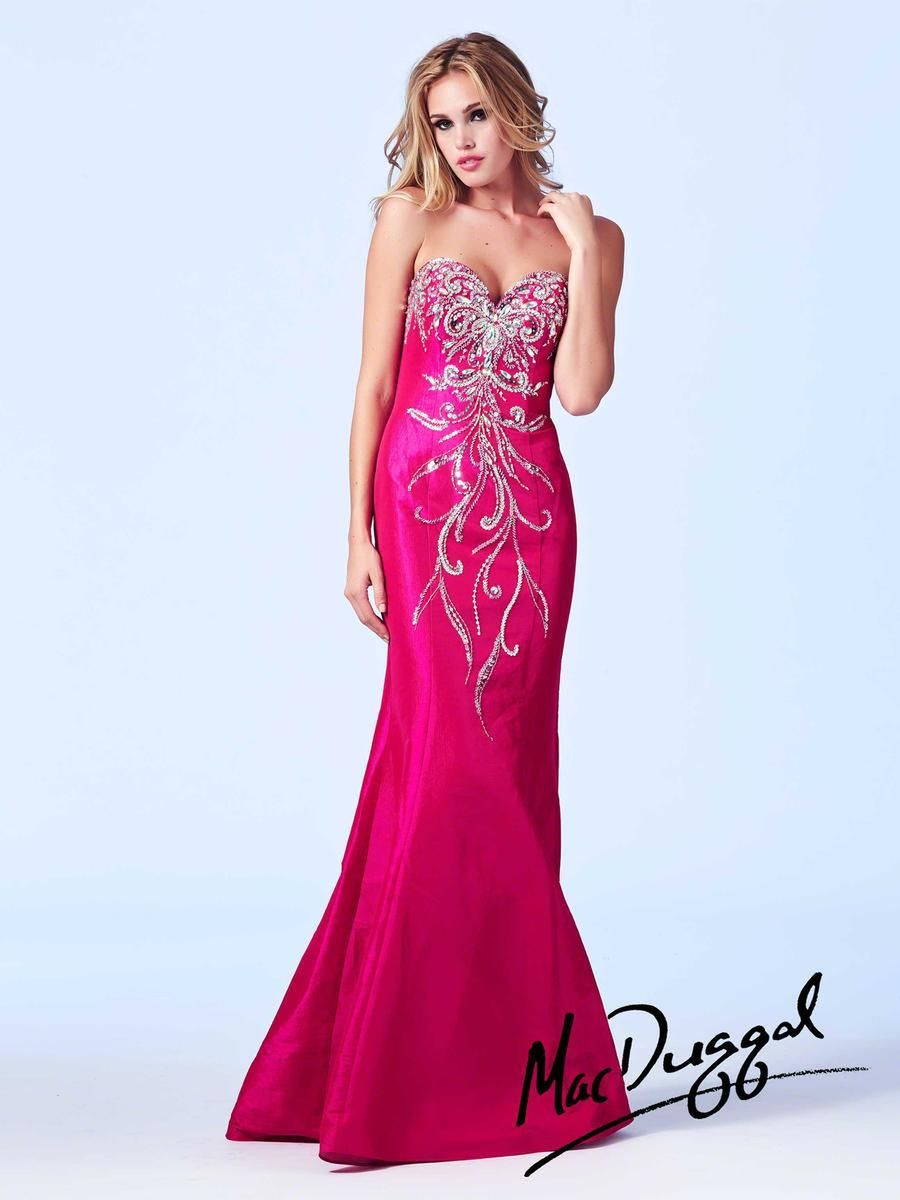 Style 81972 Mac Duggal Size 12 Prom Sequined Hot Pink Mermaid Dress on Queenly
