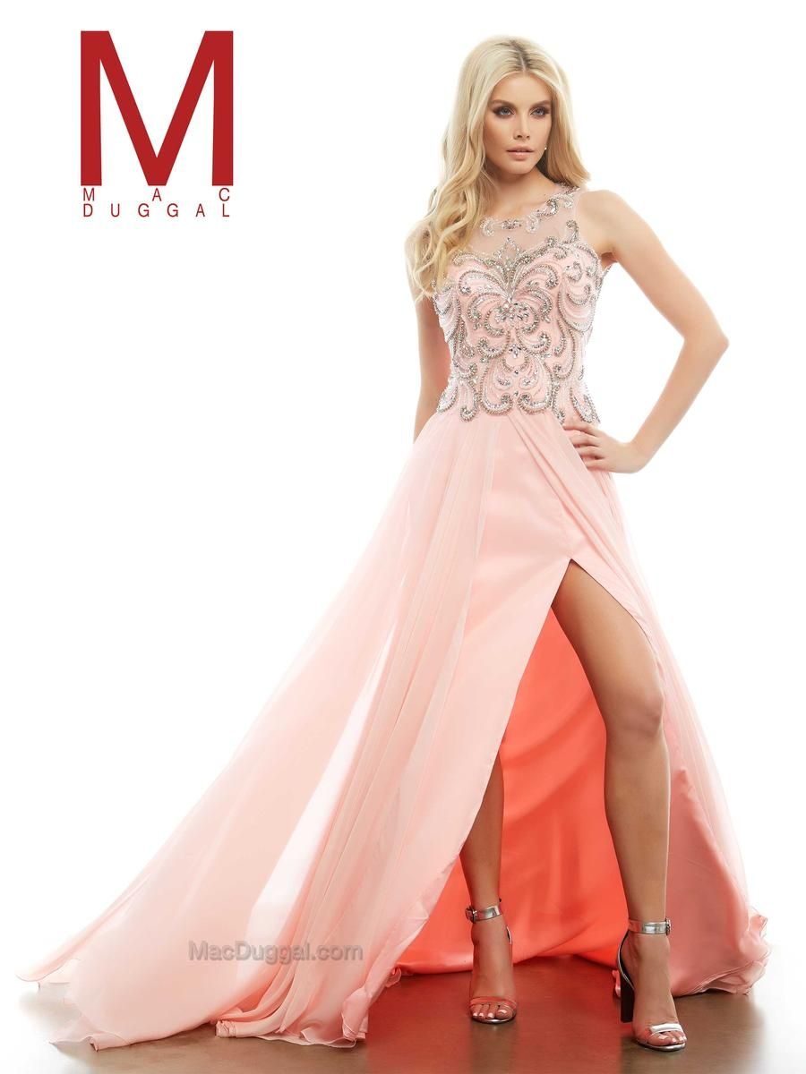 Style 65570A Mac Duggal Size 2 Prom Sequined Light Pink Side Slit Dress on Queenly