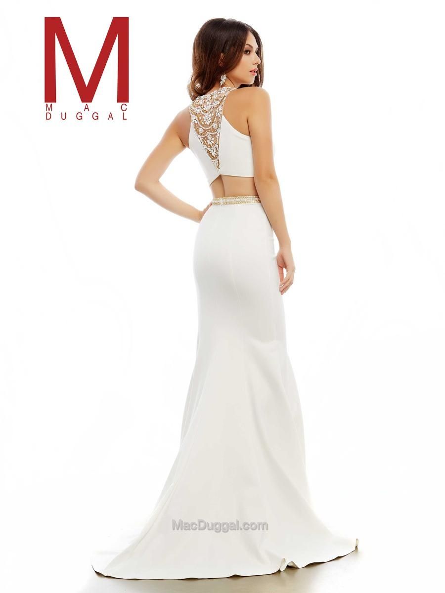 Style 65423A Mac Duggal Size 6 Pageant White Mermaid Dress on Queenly