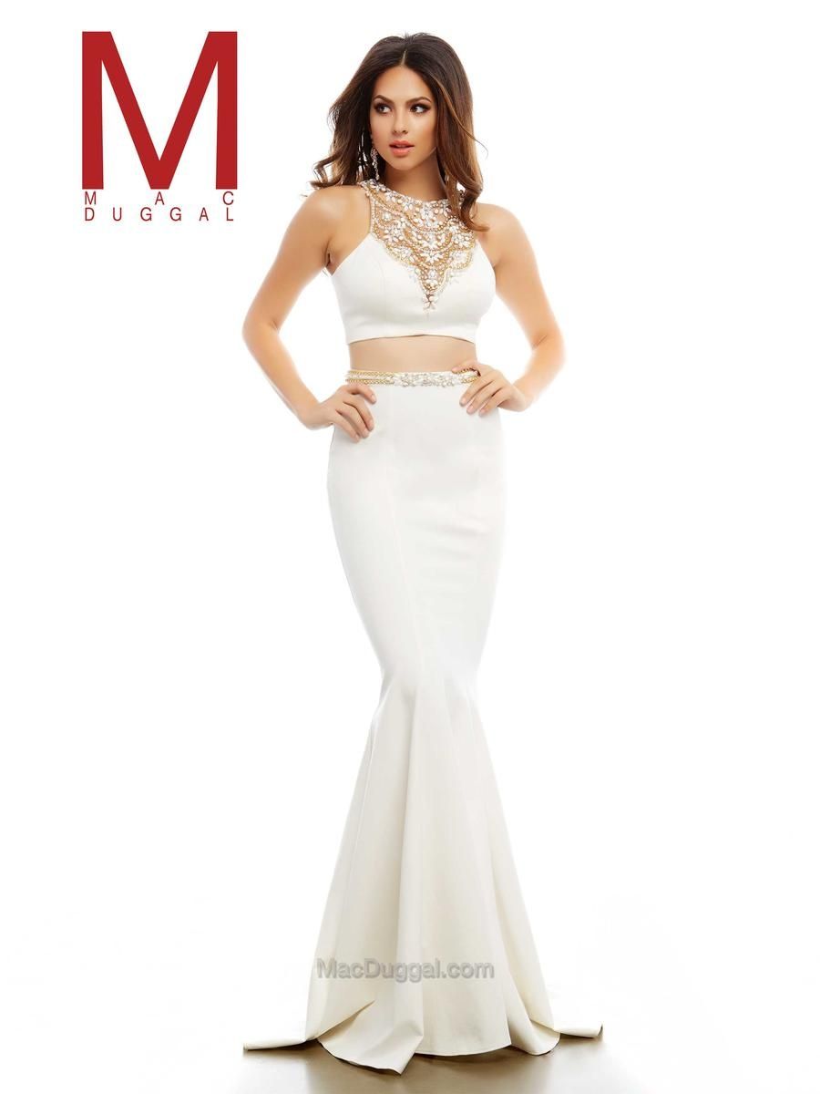 Style 65423A Mac Duggal Size 6 Pageant White Mermaid Dress on Queenly