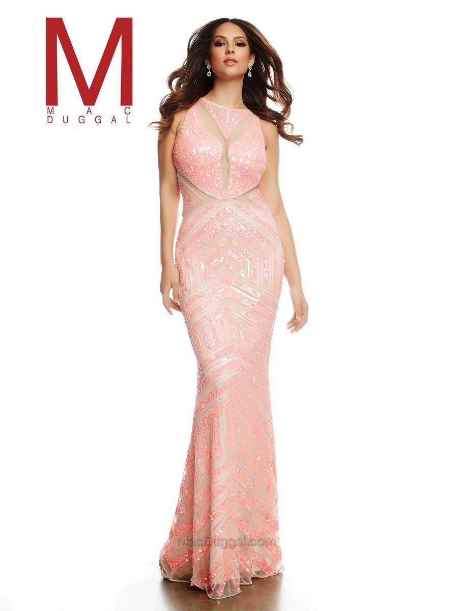 Style 4313A Mac Duggal Size 8 Prom Sequined Light Pink Floor Length Maxi on Queenly