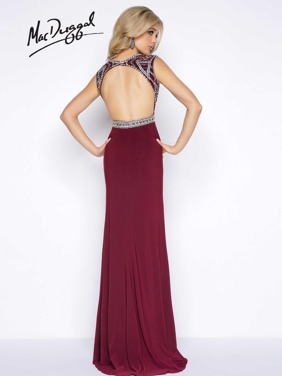 Style 40611A Mac Duggal Size 10 Pageant Burgundy Red Side Slit Dress on Queenly