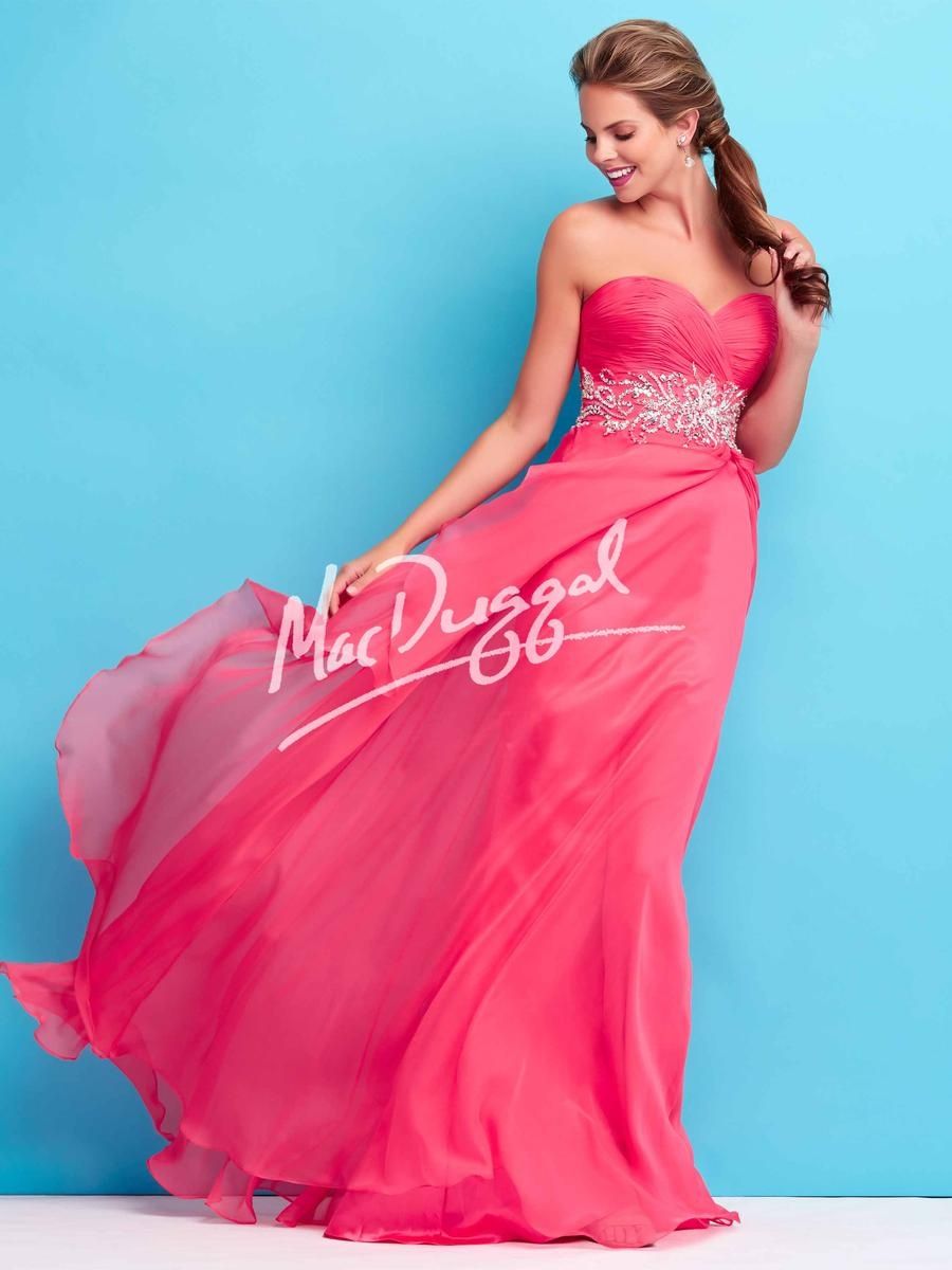 Style 65110L Mac Duggal Size 12 Prom Strapless Sequined Hot Pink A-line Dress on Queenly