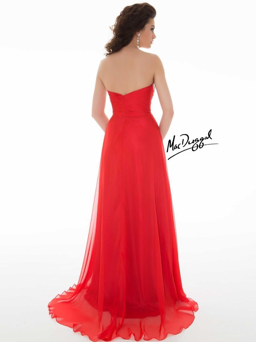 Style 64357L Mac Duggal Size 2 Prom Sequined Red Side Slit Dress on Queenly