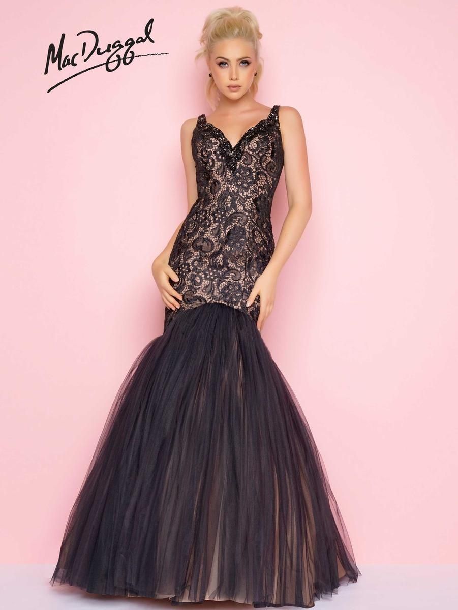 Style 65800L Mac Duggal Size 14 Black Mermaid Dress on Queenly