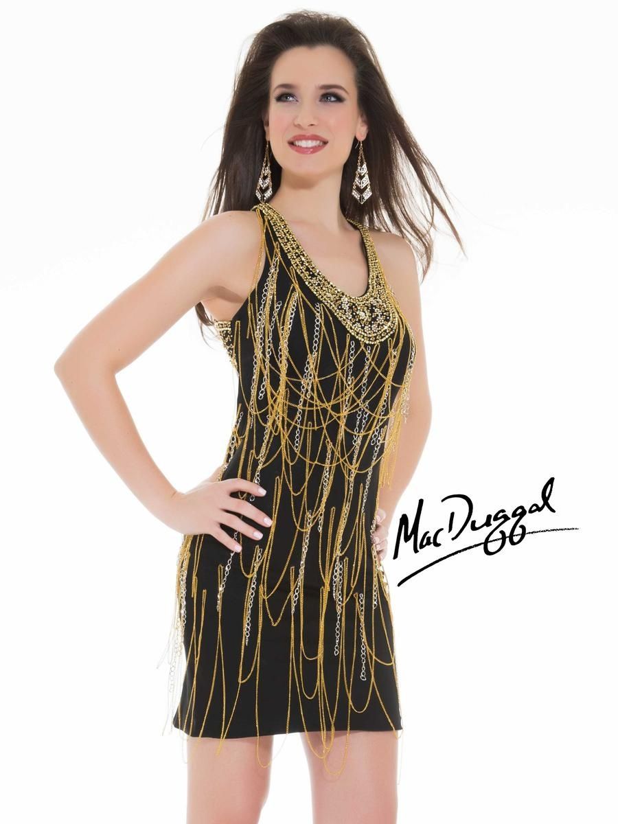 Style 85086T Mac Duggal Size 2 Homecoming Sequined Black Cocktail Dress on Queenly