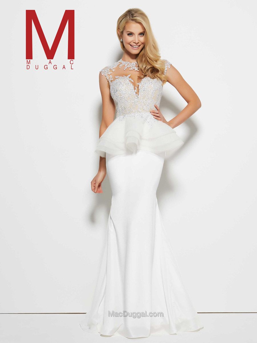 Style 62093M Mac Duggal Size 8 Pageant White Floor Length Maxi on Queenly
