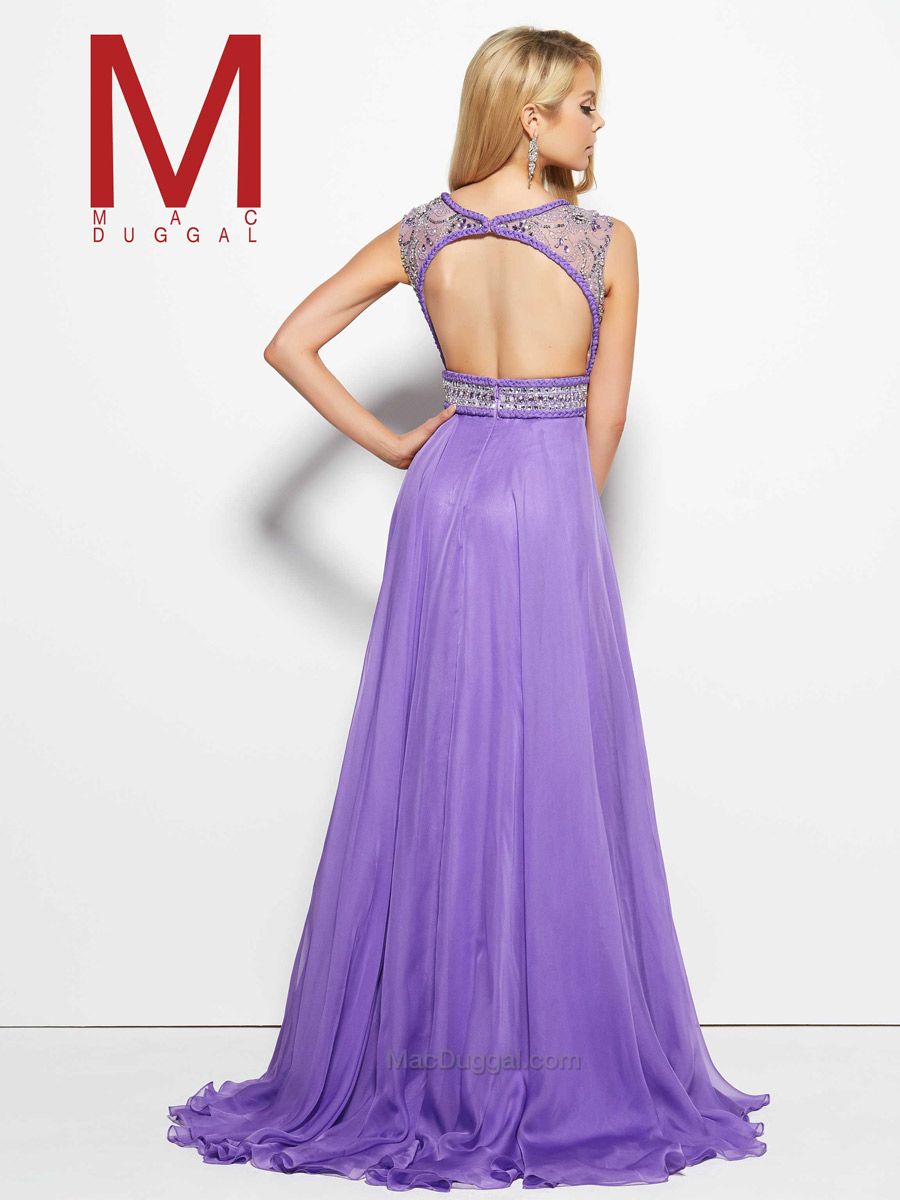 Style 10095M Mac Duggal Size 14 Prom Purple Side Slit Dress on Queenly