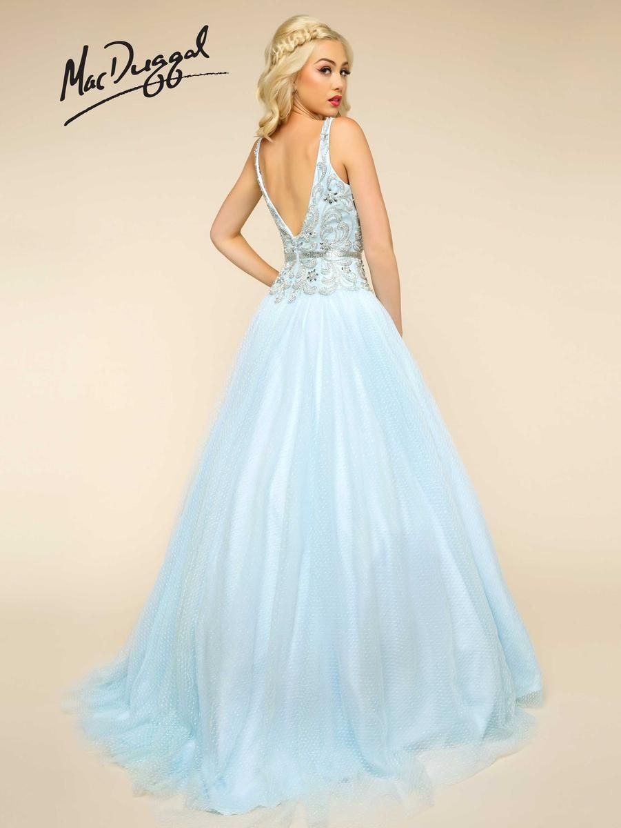 Style 65705H Mac Duggal Size 14 Prom Light Blue Ball Gown on Queenly