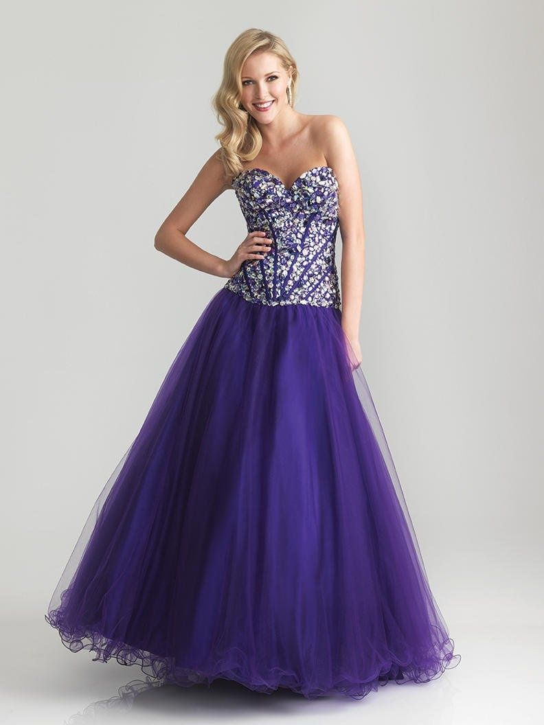 Style 6647 Madison James Size 8 Pageant Purple Ball Gown on Queenly